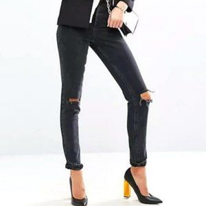 ASOS DESIGN Tall Farleigh High Waisted Slim Mom Jeans, Distressed